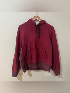 Rag Bone Hoodie Mens Large Organic Cotton Two Tone Burgundy Red Pullover